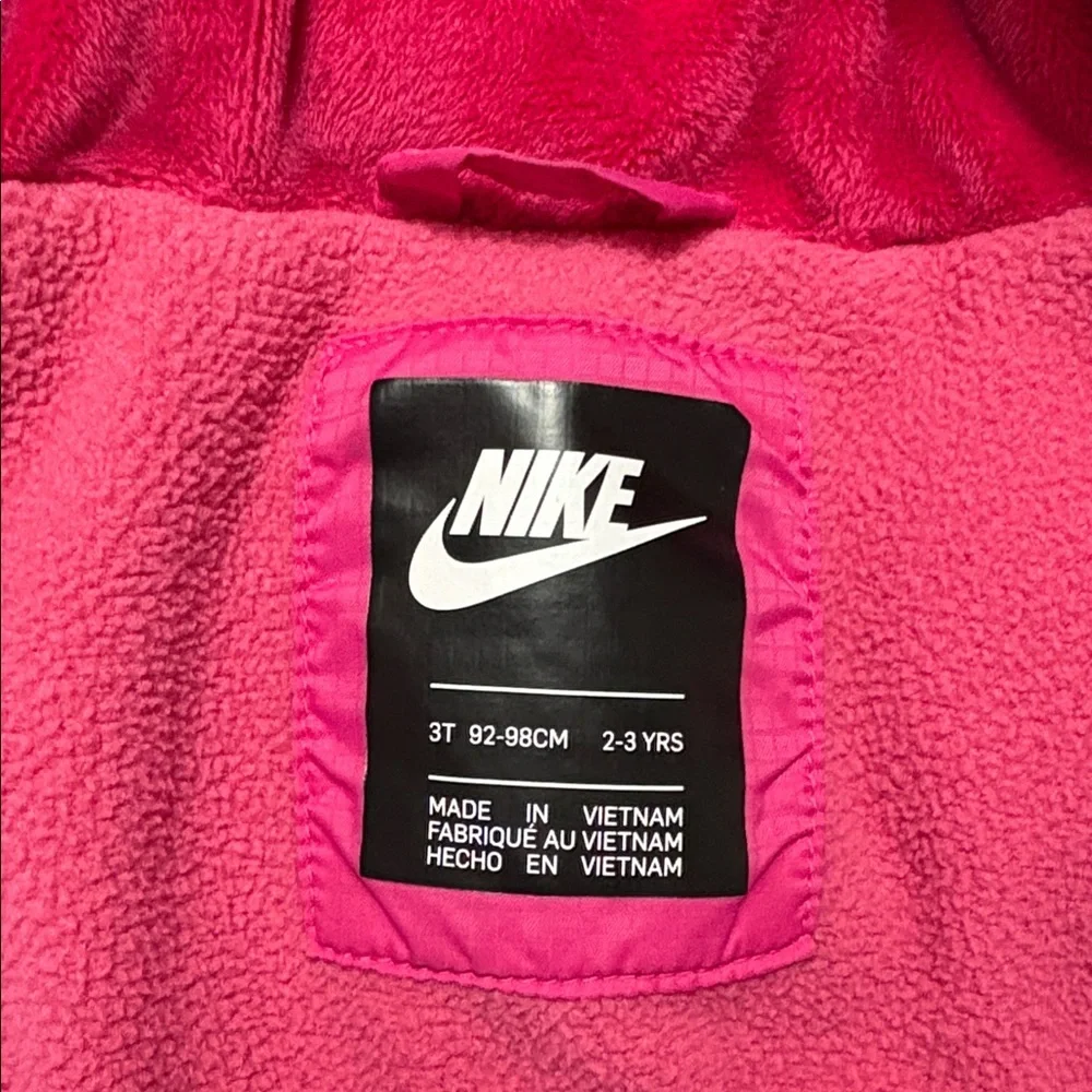 Nike Puffer Quilted Chevron Pink Black Hooded Coat Jacket Sz 2- 3T Girl Toddler